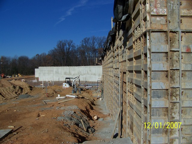 Retaining wall looking east to west.