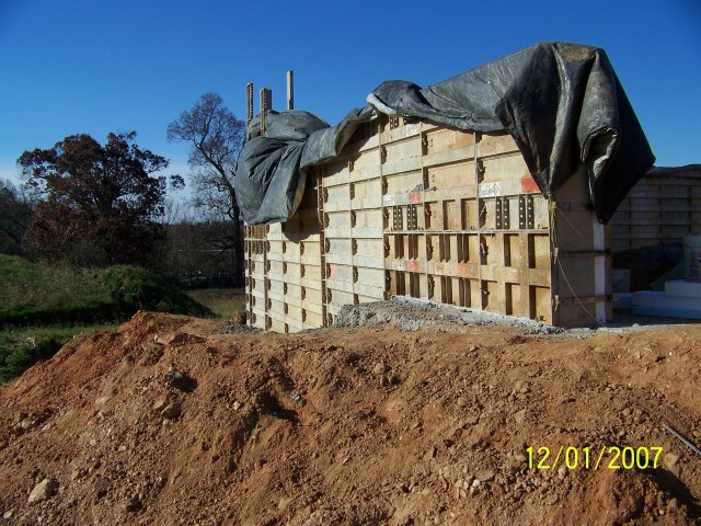 Retaining wall on east end for apron.