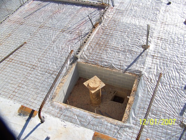 Elevator shaft at lower level