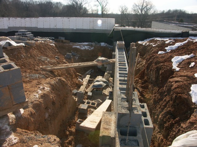 Footer for drive thru bays on east side of station.